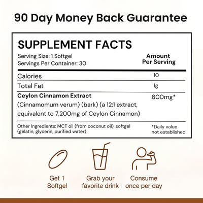 Ceylon Cinnamon 7200mg Equivalent with MCT Oil