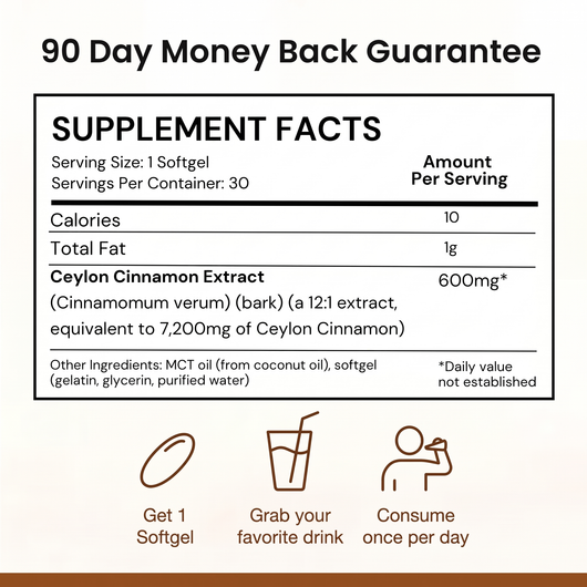 Ceylon Cinnamon 7200mg Equivalent with MCT Oil